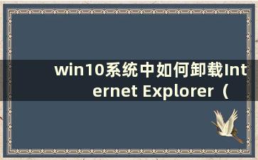 win10系统中如何卸载Internet Explorer（如何以最干净的方式卸载win10系统中的软件）